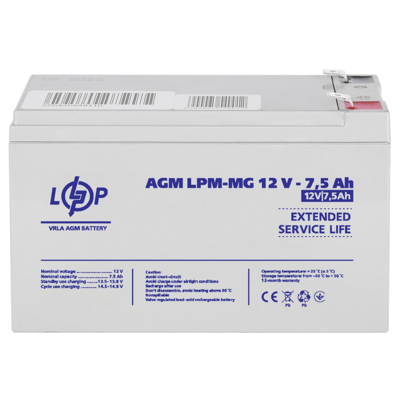 Акумулятор мультигелевий LPM-MG 12V - 7.5 Ah Уцінка