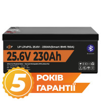 Акумулятор LP LiFePO4 25,6V - 230 Ah (5888Wh) (Smart BMS 150А) з BT пластик
