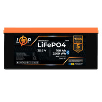 Акумулятор LP LiFePO4 25,6V - 100 Ah (2560Wh) (BMS 100A/50А) пластик Smart BT
