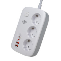 Мережевий фільтр (подовжувач) LP F65WG4 (3x230V-3520W, 2xUSB-60W, 2xType-C 65W QC/PD)