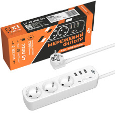 Мережевий фільтр PREMIUM LP-X3 USB 2 м White (2200 Вт)