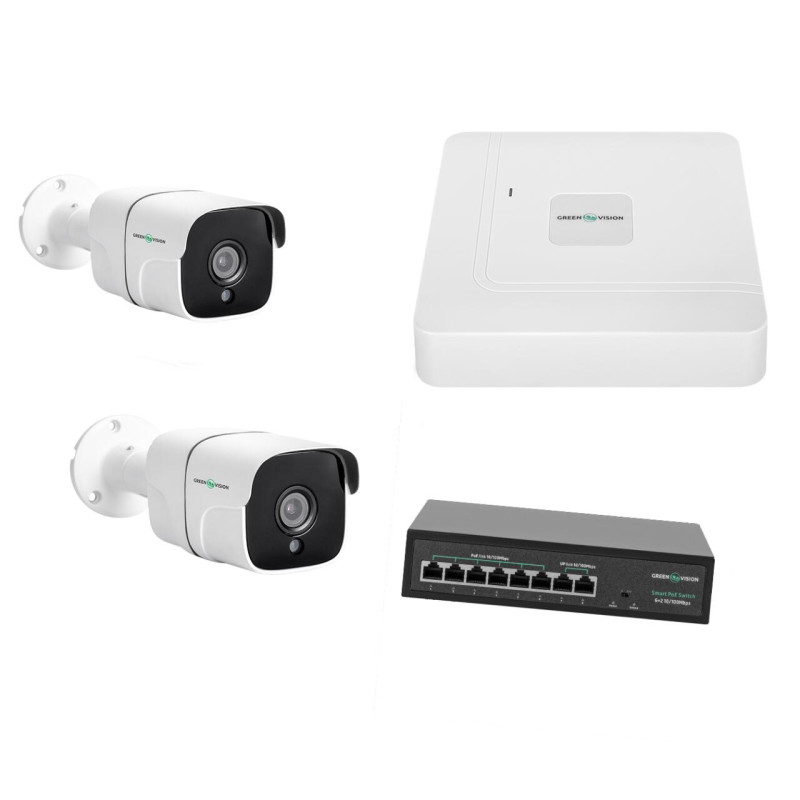 Комплект відеоспостереження вуличний на 2 циліндричні камери GV-IP-K-W60/02 5MP (Lite)