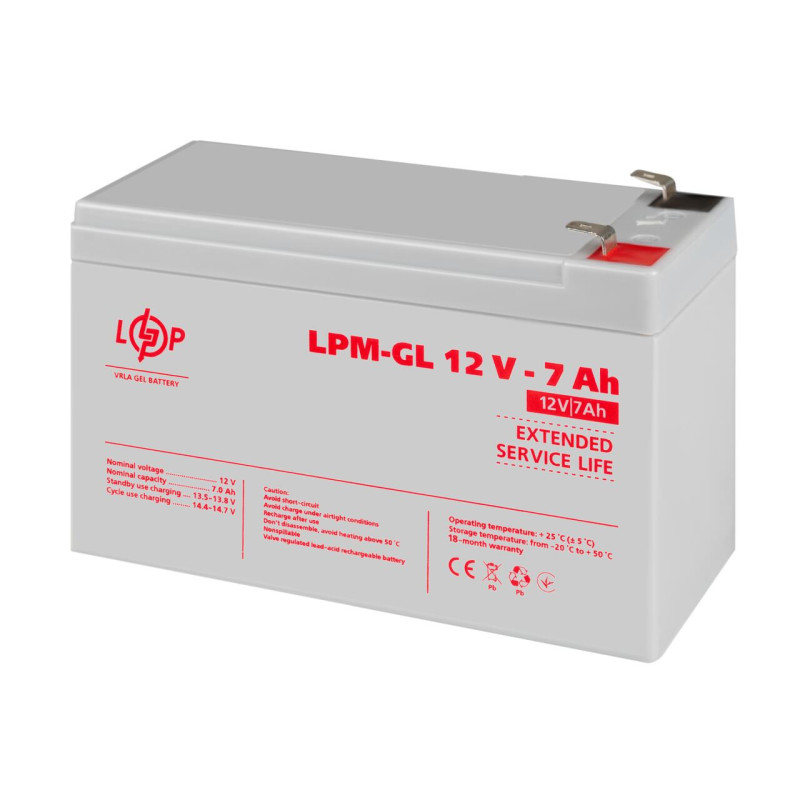 Акумулятор гелевий LPM-GL 12V - 7 Ah Уцінка 08/24