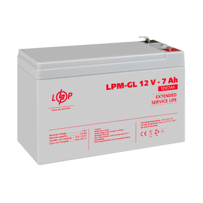 Акумулятор гелевий LPM-GL 12V - 7 Ah Уцінка 08/24