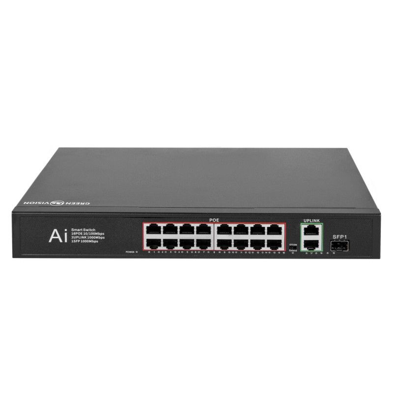 Комутатор мережевий POE GV-010-D-16+2 PG+1 SFP