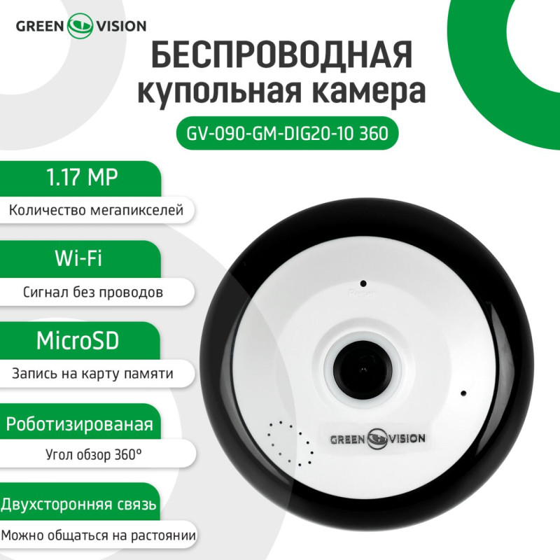 Бездротова купольна камера GV-090-GM-DIG20-10 360