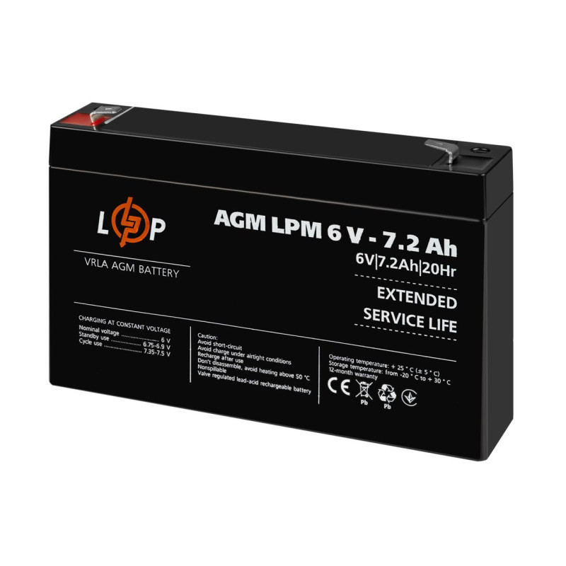 Акумулятор AGM LPM 6V - 7.2 Ah