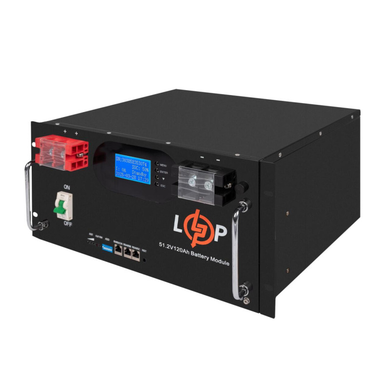 Акумулятор LP LiFePO4 51,2V - 120 Ah 6000Wh (Smart BMS 100A) с LCD RM AB RS485/CAN