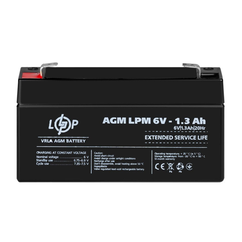 Акумулятор AGM LPM 6V - 1.3 Ah Уцінка 10.2024