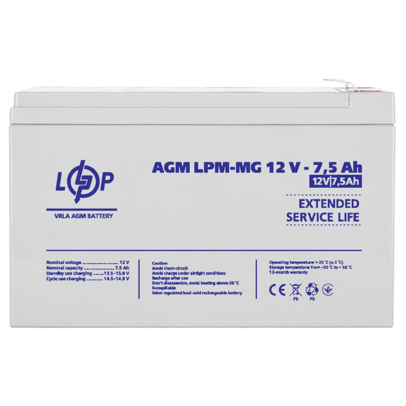 Акумулятор мультигелевий LPM-MG 12V - 7.5 Ah Уцінка