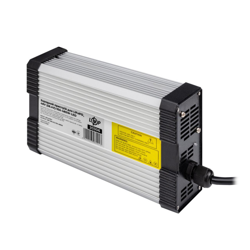 Зарядний пристрій для акумуляторів LiFePO4 48V (58.4V)-10A-480W-LED