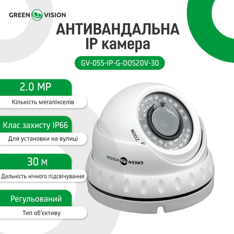 Антивандальна IP камера GV-055-IP-G-DOS20V-30