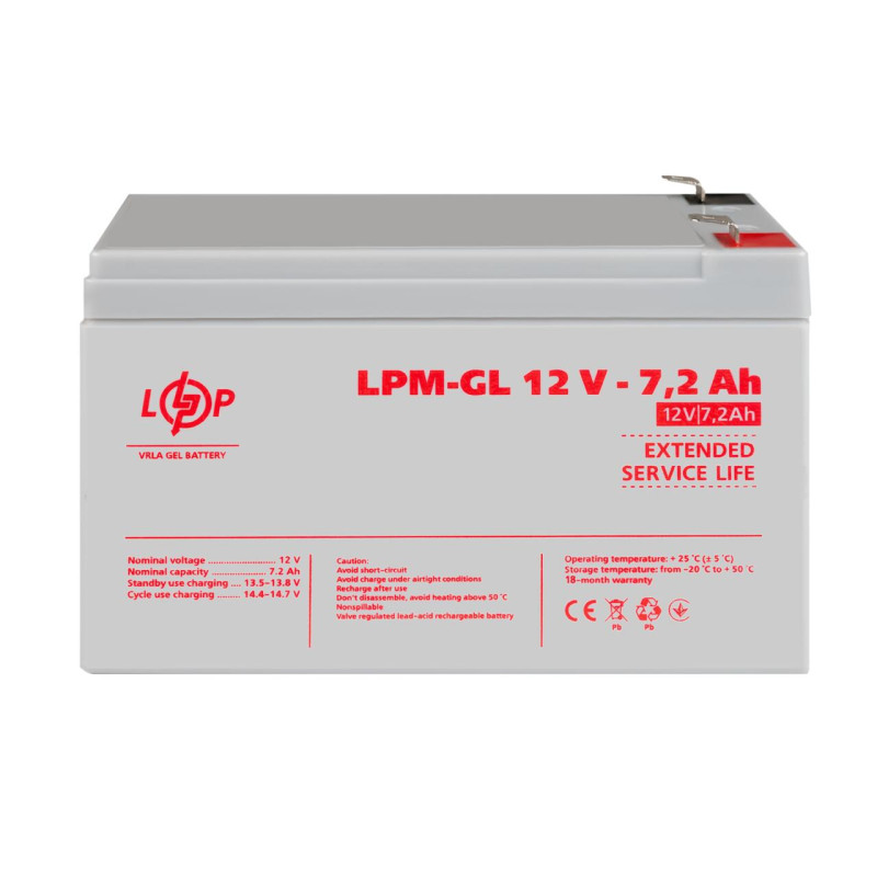 Акумулятор гелевий LPM-GL 12V - 7.2 Ah Уцінка 08.2024