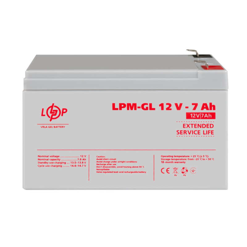 Акумулятор гелевий LPM-GL 12V - 7 Ah Уцінка 08/24